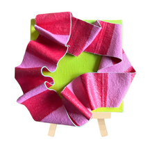 Load image into Gallery viewer, Chartreuse with pink and magenta stripe 2
